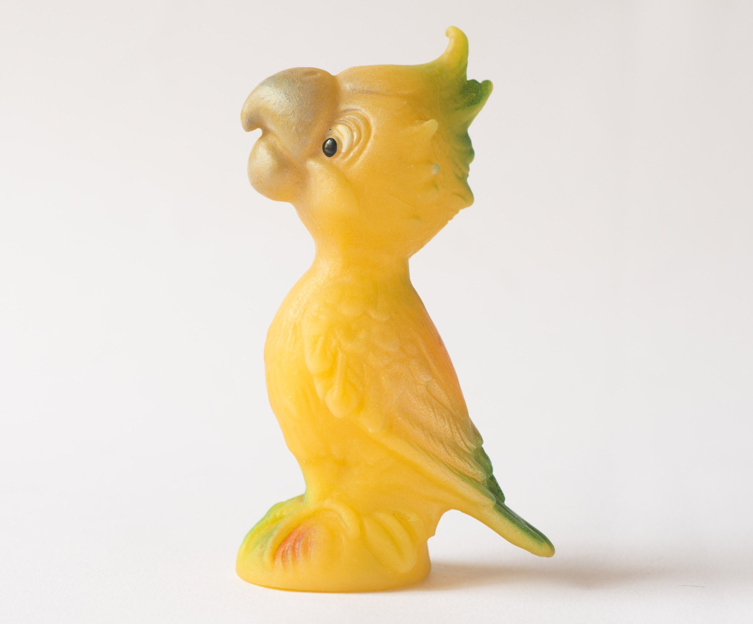 Vintage parrot toy rubber parrot yellow bird toy for kids