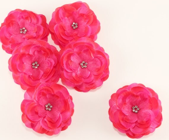 hair for silk flowers bows Silk bows Hot celebrationsupply by hair Pink Rhinestone Flowers