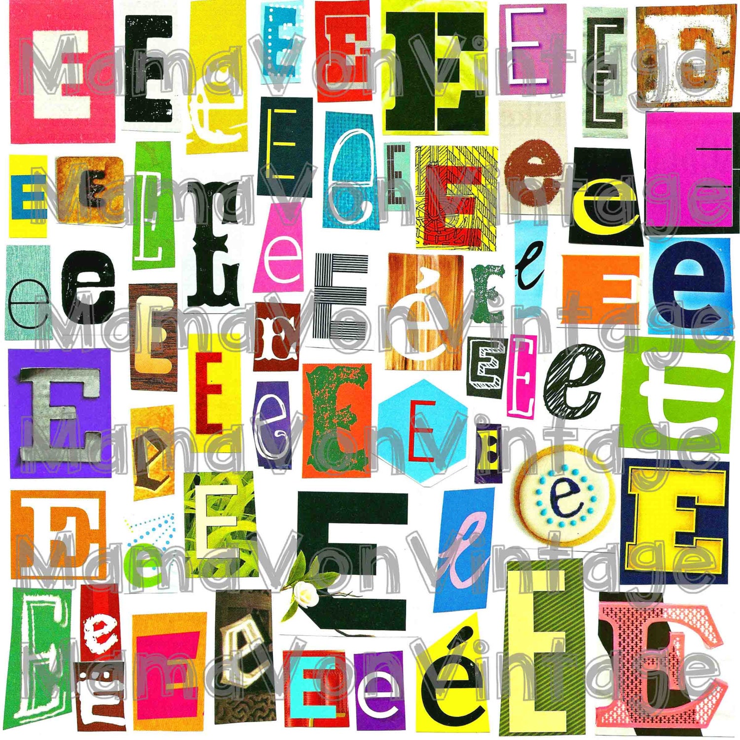 magazine letter collage letter e printable by mamavonvintage