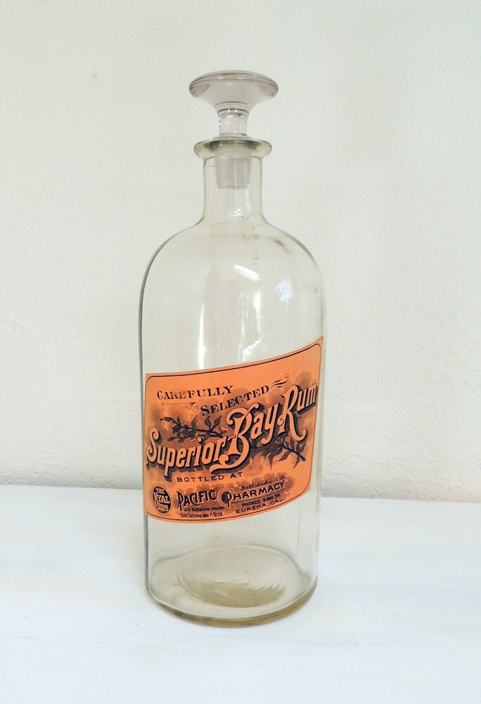 Vintage Pharmacy Liquor Medicine Glass Bottle