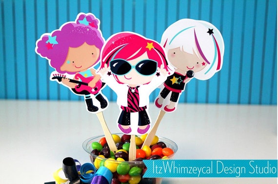Rock Star Die Cut Cupcake Topper (One Dozen) Il_570xn