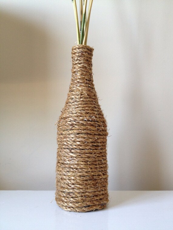 Items similar to Repurposed Nautical Wine bottle manila rope wrapped