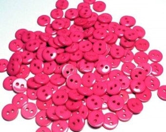 Pink Plastic button, 9mm - 2 hole, plastic buttons, resin button, flat button, sewing supplies, small button, pink button, cute button