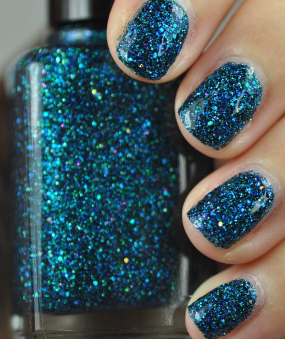 Sea Creature Blue and Green Glitter Nail Polish 15ml .5oz