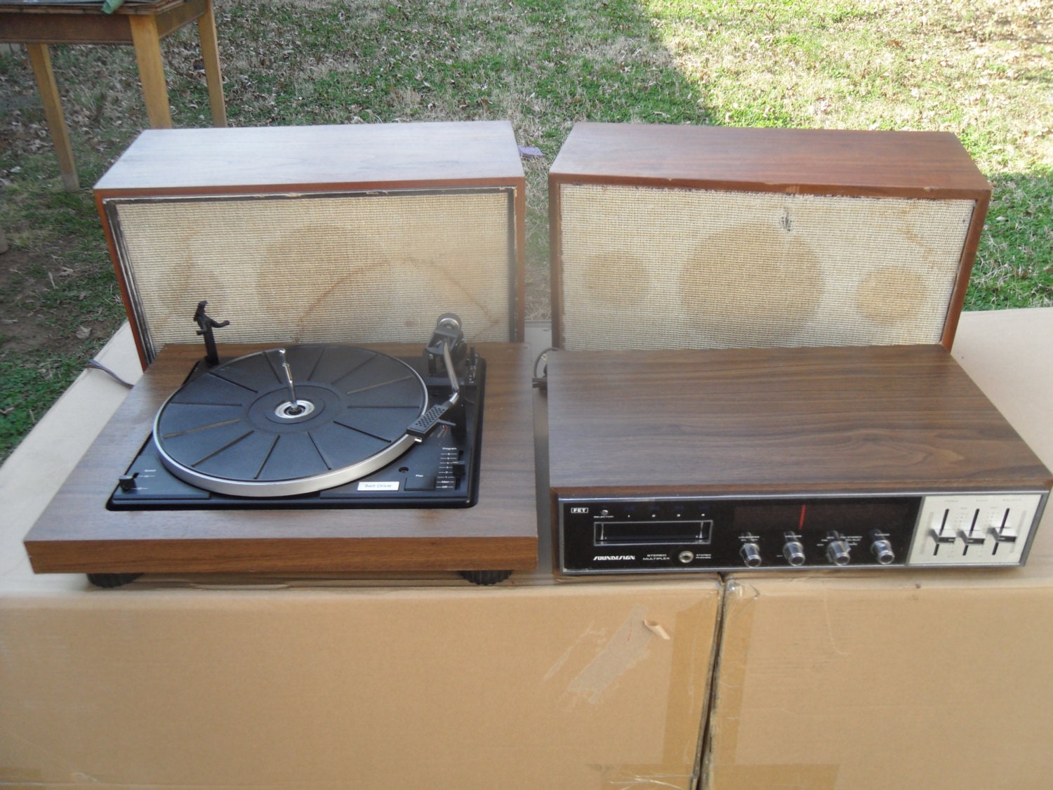 Vintage 1970s Stereo System with BSR turntable by nashvillepicker