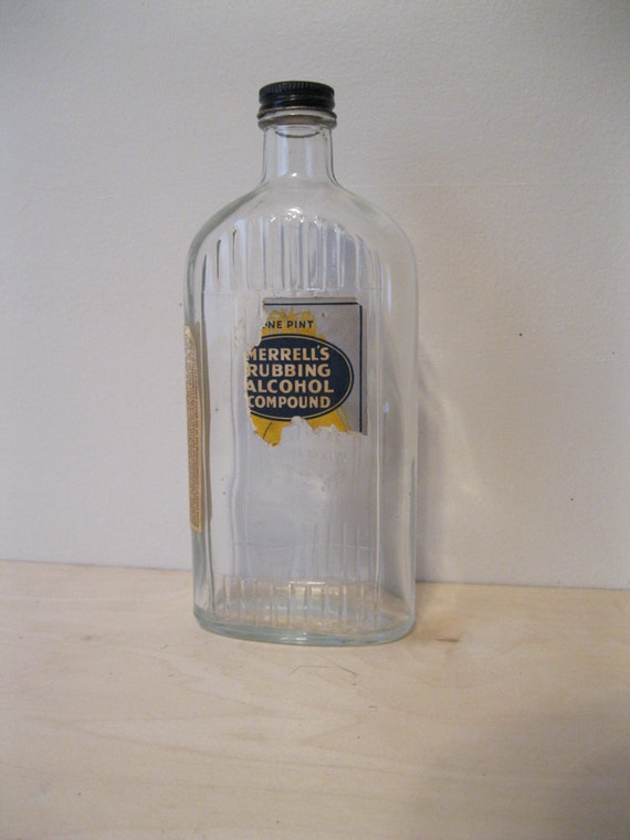 Vintage MERRELL'S Rubbing Alcohol Compound Bottle