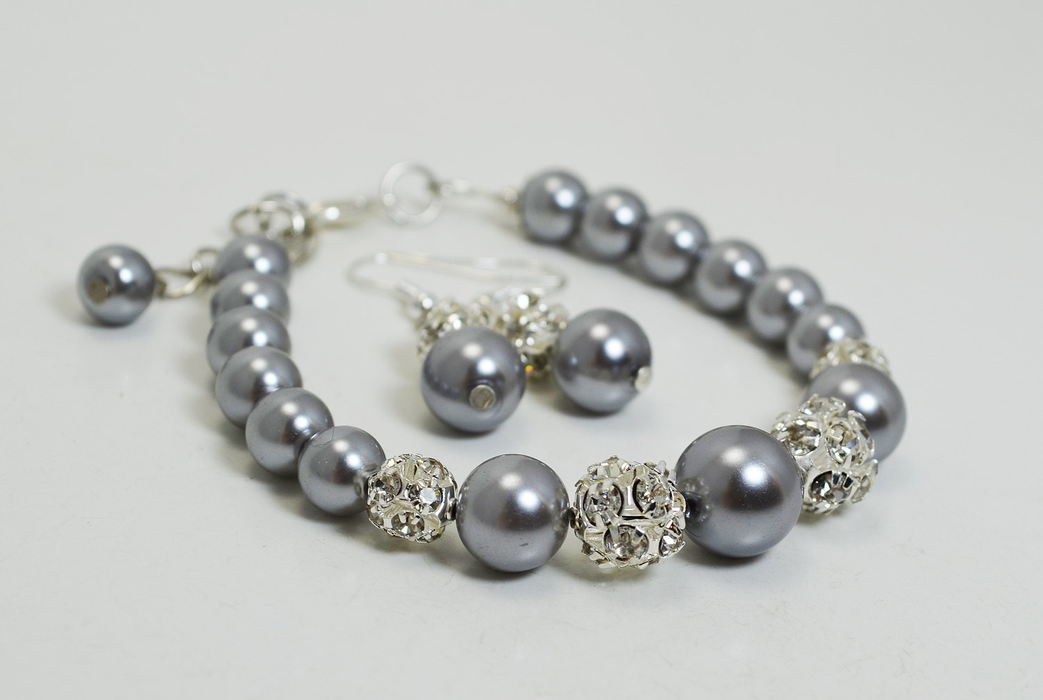 Gray Pearl and Rhinestone Bracelet Gray Pearl Bracelet and