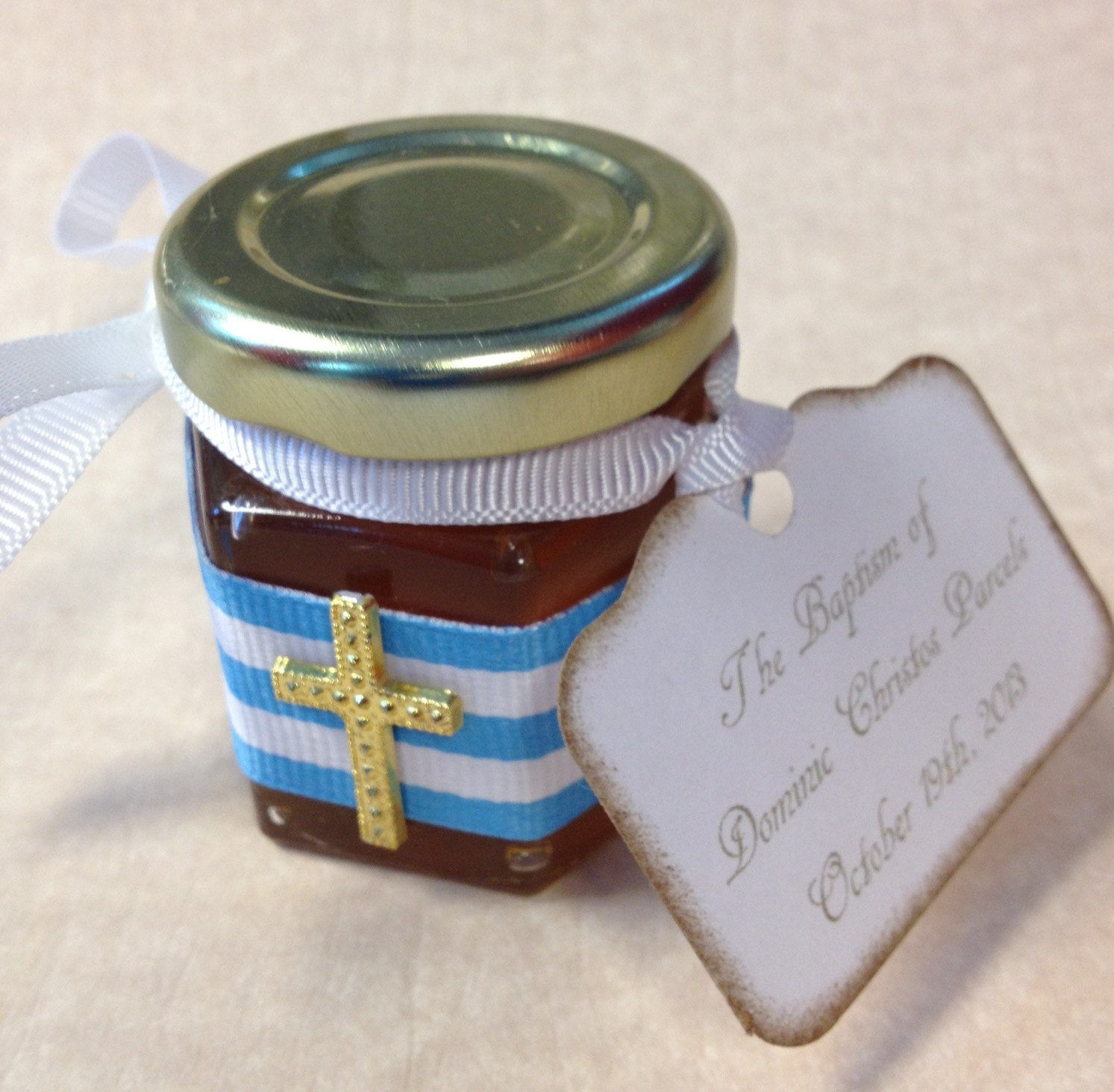 Greek Baby Baptism Favors with Personalized Tags