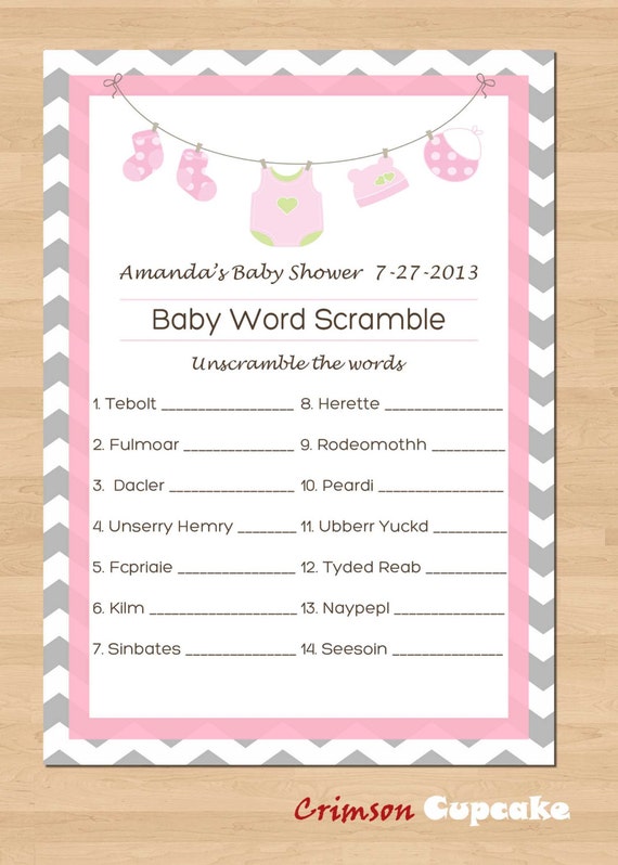 wedding word scramble Word Shower Baby to Printable similar Scramble Game Items