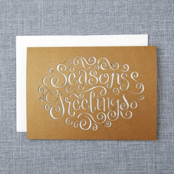Seasons Greetings Laser Cut Card by AlexisMattoxDesign on Etsy