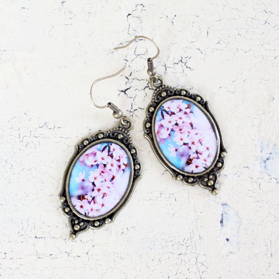 Items similar to Cherry Blossom earrings Flower jewelry on Etsy