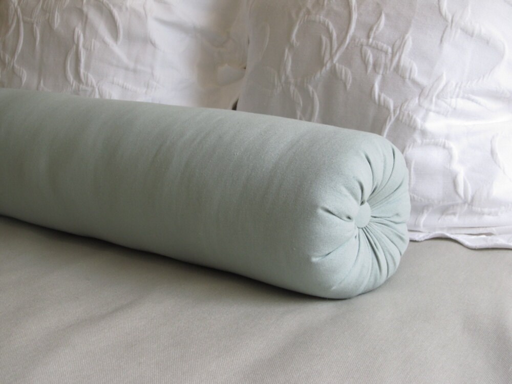 8 x 30 inch bolster pillow in spa blue cotton duck