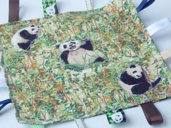 Panda Crinkle Tag Blanket, Security Blanket, Baby Shower Gift