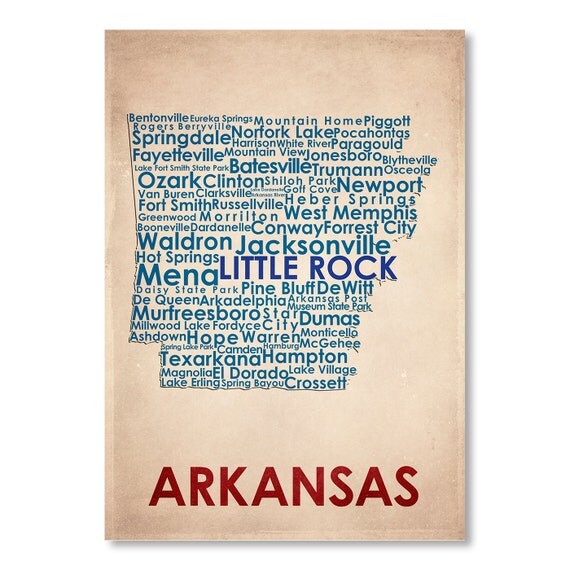 Arkansas Word Map 100 Original Design from by Americanflat