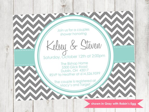 Couples Shower Invitation - Printable Shower Themed Chevron Invite - Colors and Text Customizable Il_570xn