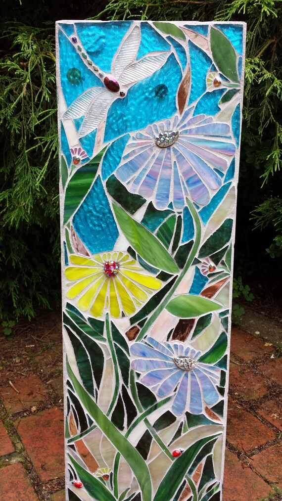Items similar to Magical Garden Stained Glass Mosaic for your wall or easel on Etsy