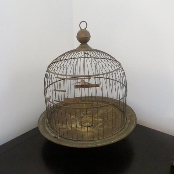 Vintage Hendryx Brass Bird Cage Antique Bird by oZdOinGItagaiN