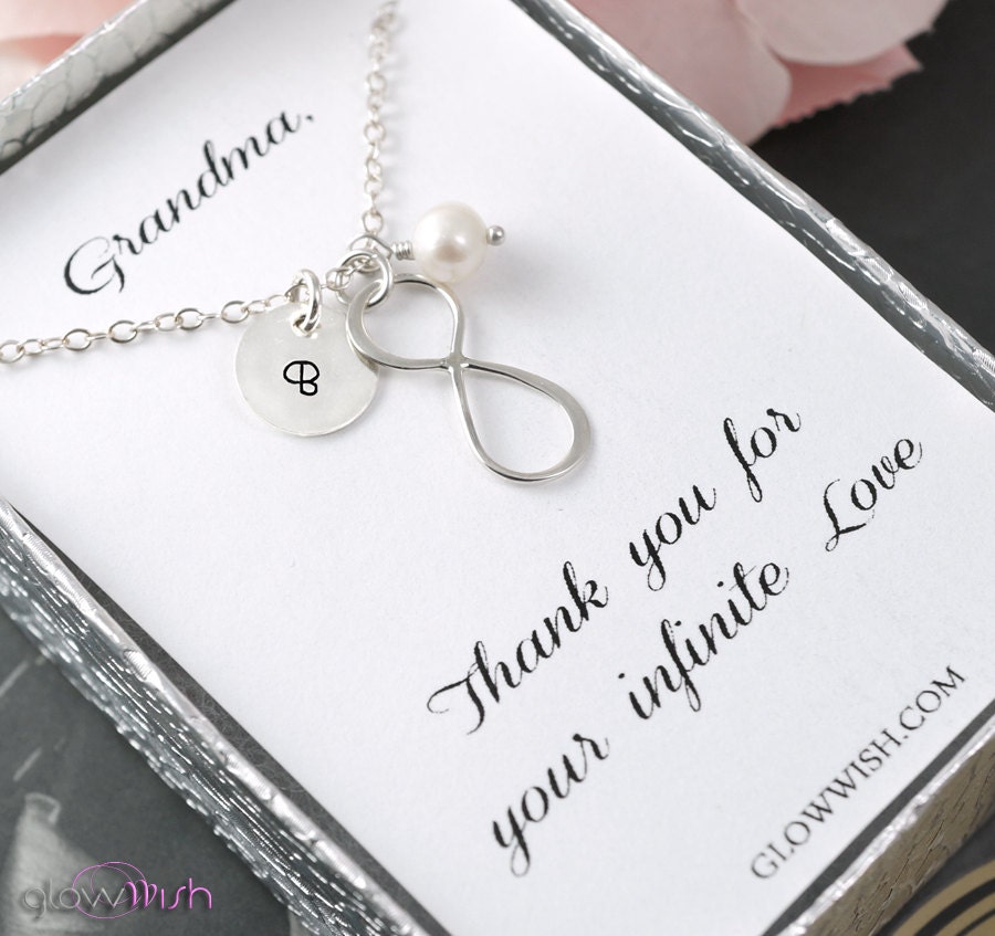 grandma jewelry thank you card infinity necklace custom