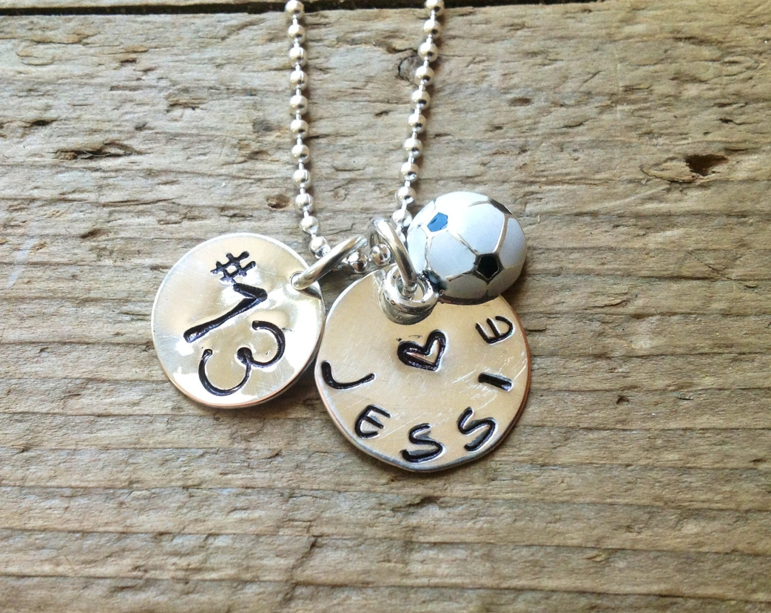 Personalized Soccer Necklace Mom Soccer Girl Custom by tagsoup