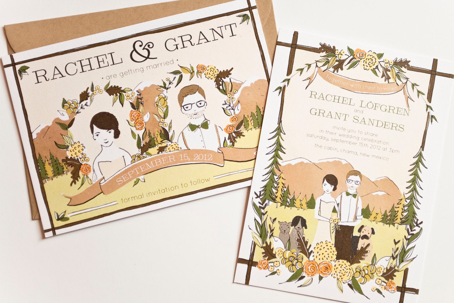 Custom Illustrated Wedding Invitations 5