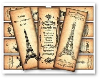 Digital Collage Sheet Download - Paris Bookmarks - 55 - Digital Paper - Instant Download Printables