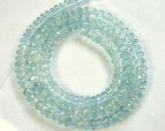 Aquamarine Beads Natural Lovely Blue 7" Strand 3.5mm Rondelle Beads Semiprecious Faceted Gemstone Beads Take 10% Off Bridal Jewelry Supplies