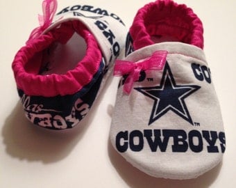 Pink Baby Booties/Shoes Made from Dallas Cowboys Fabric
