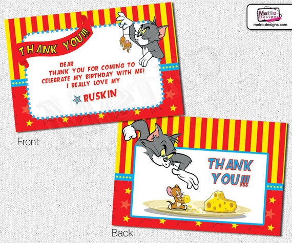 Tom & Jerry Thank you cardsTom and Jerry Thank You Notes Tom