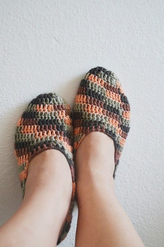 Brown collorful Slipper SocksHome slippers Valentine by NesrinArt