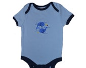 Machine Embroidered Blue/Navy Embroidered Whale Children's Onsie Short Sleeved