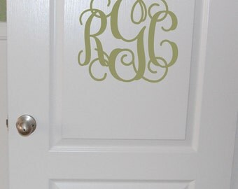 Monogram Initials Decal Personalized Vinyl Sticker - Kitchen Refridgerator - Bedroom Door