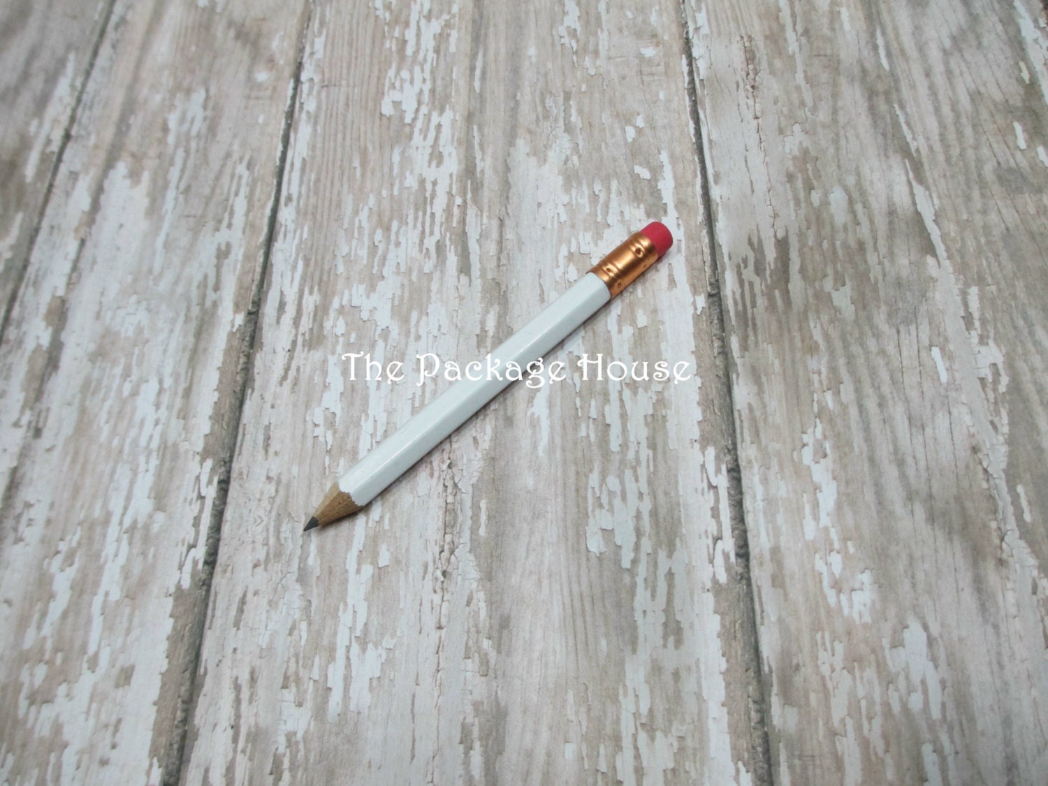 50 White Mini Pencils With Erasers Golf Pencils by ThePackageHouse