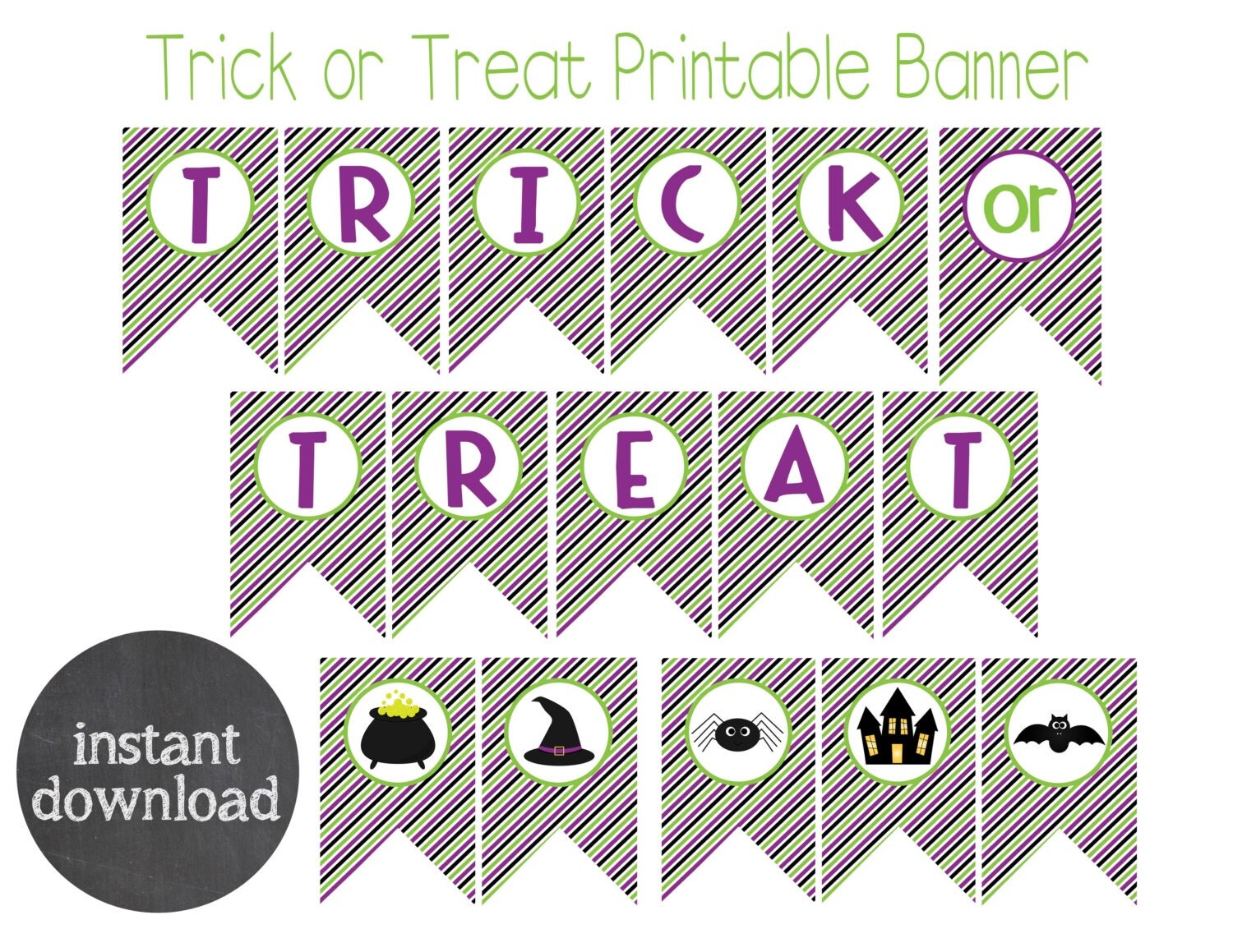 INSTANT DOWNLOAD Trick Or Treat Printable Halloween Banner
