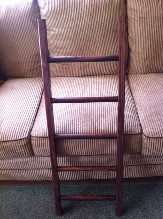 Reclaimed Wooden Ladder With Round Rungs Red by Crisssexton