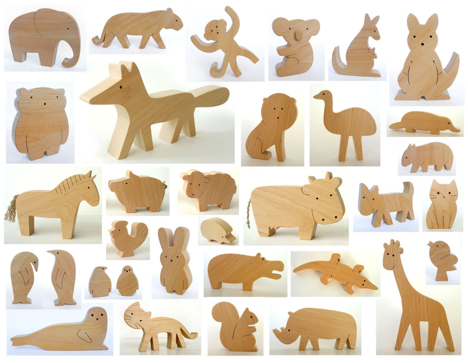 ANY 6 animals Organic wooden toy Wooden toy by mielasiela