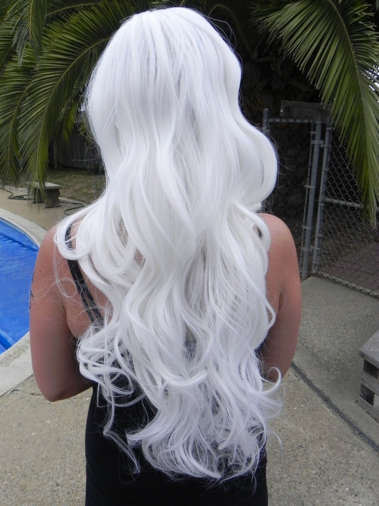 Ice White / Long Curly Layered Wig Mermaid Hair with by ExandOh