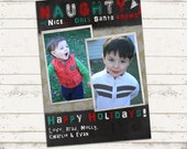 Custom Christmas Photo Card - 7x5 printable download - Christmas, Naughty, Nice photo card, holiday, blackboard, chalkboard, vintage Il_170x135