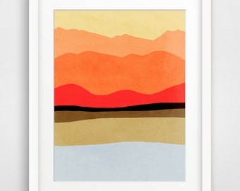Abstract Wall Art, Mid Century Modern Art Print, Home Decor Wall Art, Minimalist Poster, Living Room Decor, Red Abstract Art