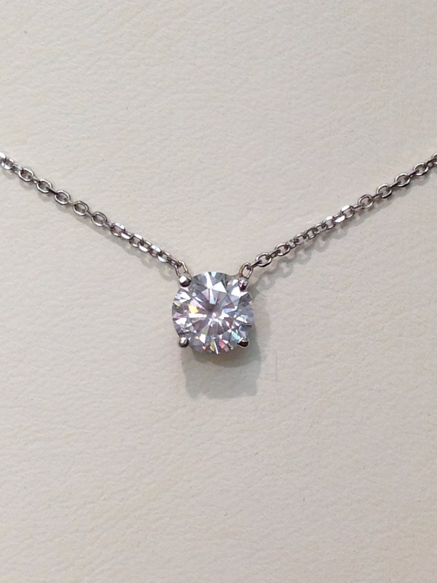 Handmade Diamond Solitaire Necklace In 14k Gold
