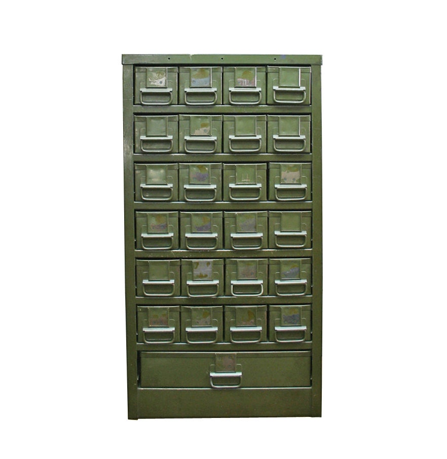 Vintage Industrial Library Card Catalog Steel Multi Drawer