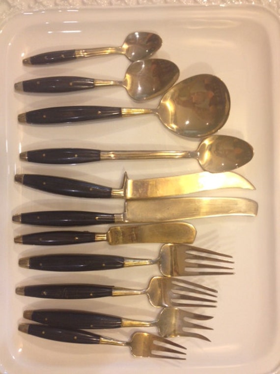 Nickel Bronze Flatware Vintage Service for 10