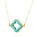 Turquoise Clover Necklace 24k gold edged on Gold Fill chain available in silver too