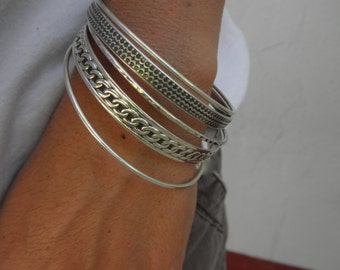 Set of 5 sterling silver bangle bracelets