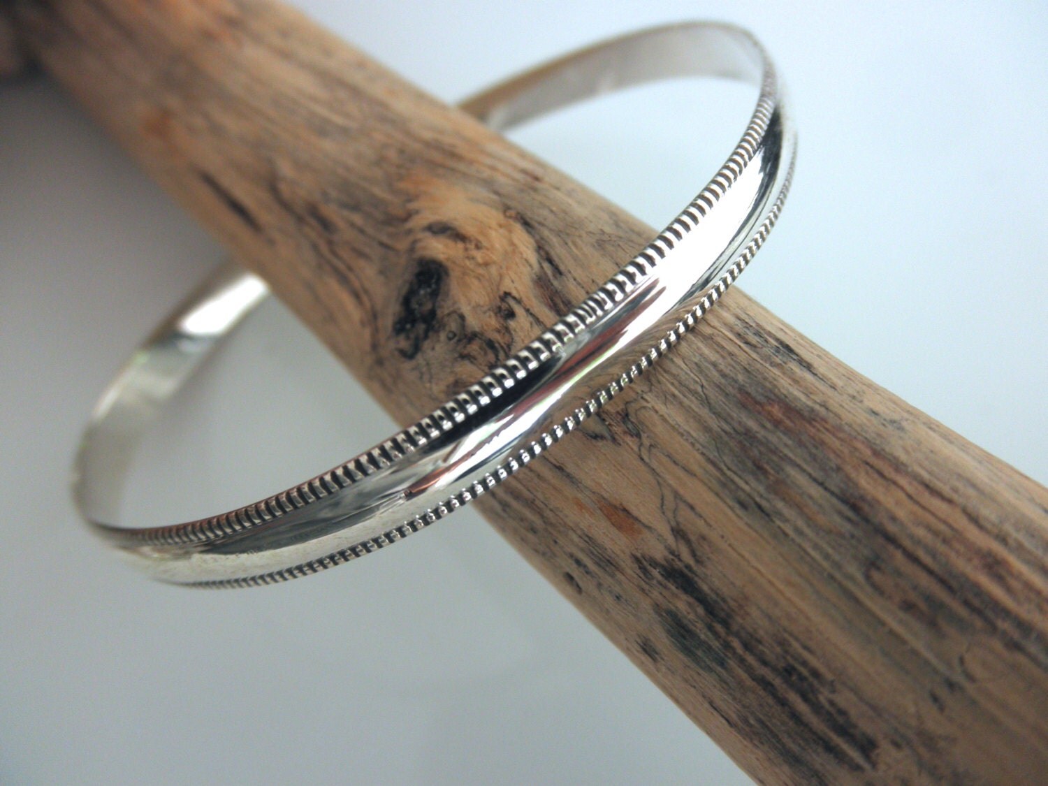  Sterling  silver  bangle  bracelet  milgrain edge milgrain