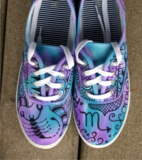 Zentangle sneakers shoes sneakers Zodiac shoes. Zodiac