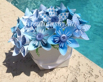 Blue Rhapsody - Origami Paper Flower Bouquet/kusudama, origami bouquet, wedding decorations, baby shower, birthday decor, centerpiece