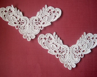 Victorian Venice Lace Applique, 5 x 3 inch, Ivory, x 2, For Bridal, Romantic, Victorian Projects