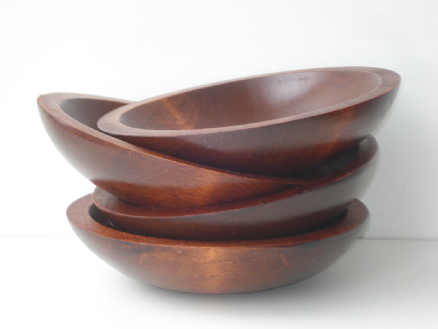 Vintage Wood Serving Bowls Set of Four Baribocraft Retro Appetizer