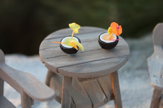 Reserved for Lori - Miniature Beach Drinks, Towels, and S'mores - by Landscapes In Miniature