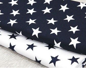 Stars Oxford Cotton Fabric - Navy and White Stars - Home Decor Fabric - By the Yard 45001 - 212